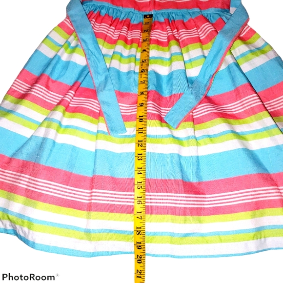 Bonnie Jean Youth Multi-Striped Dress with Ribbon at Waist Above Knee Length 448 - Picture 6 of 7